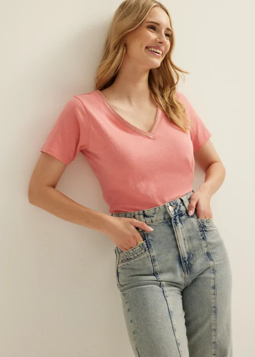 basic t-shirt met v-hals