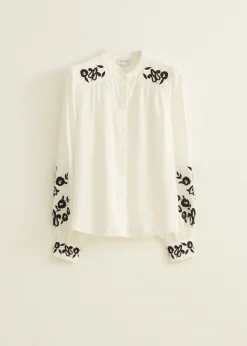Blouse geborduurde bloemen