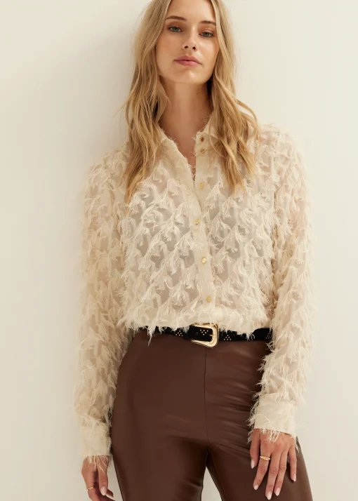 Blouse met furry details