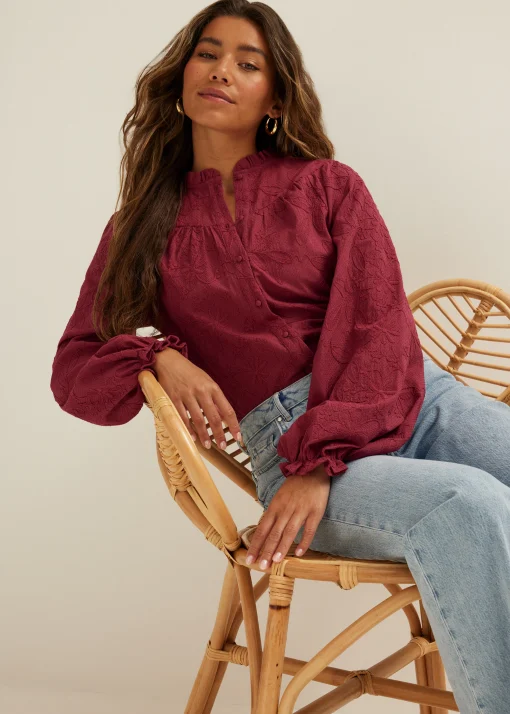 Blouse met jacquard bloemen