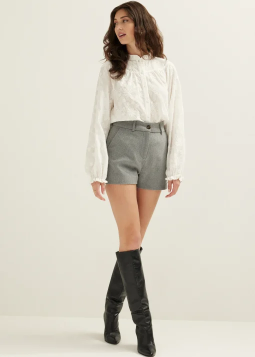Blouse met jacquard bloemen