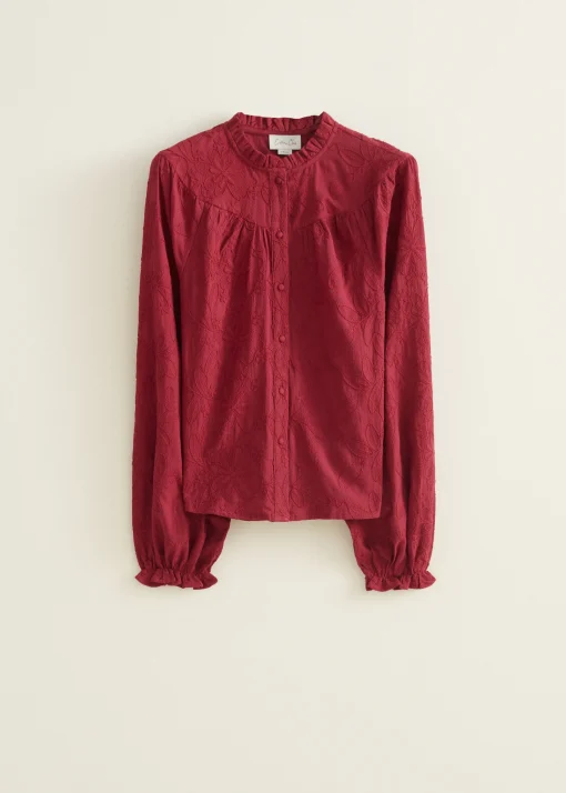 Blouse met jacquard bloemen