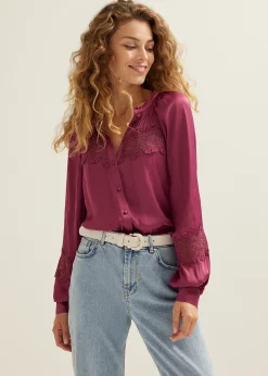 Blouse met satijnen look