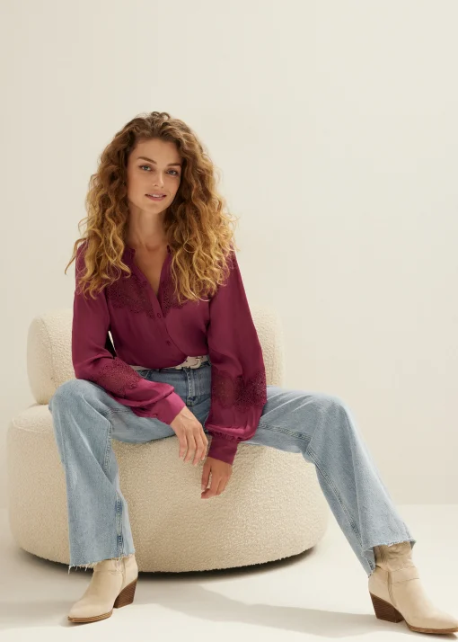 Blouse met satijnen look