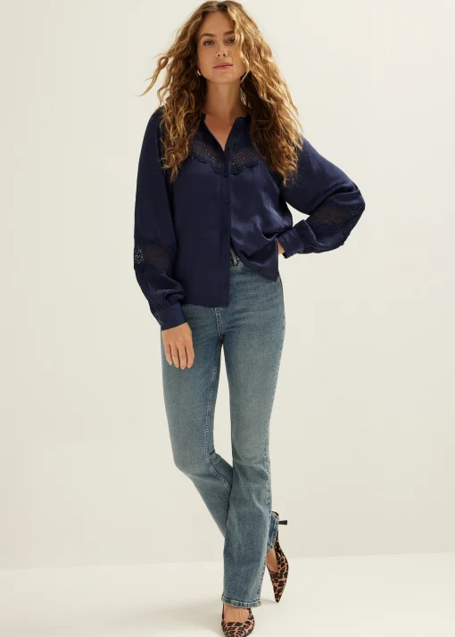 Blouse met satijnen look