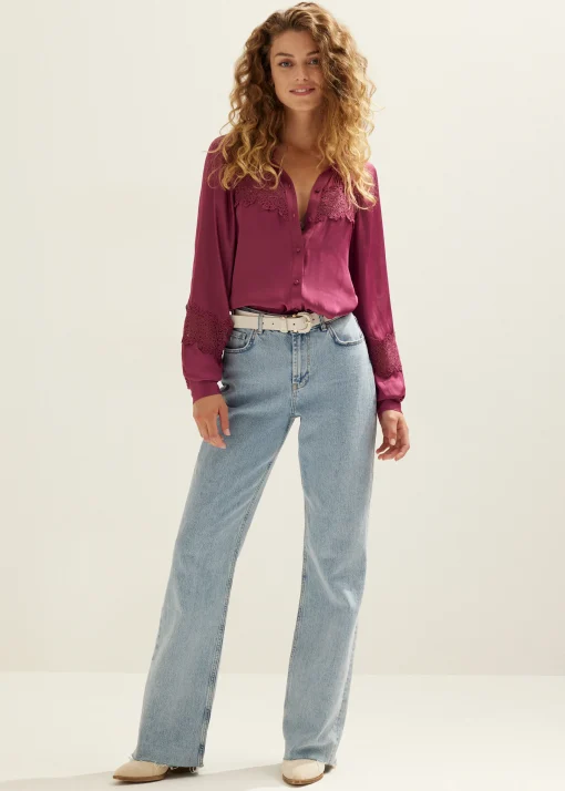 Blouse met satijnen look