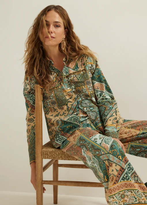 Blouse met scarf print
