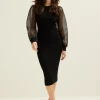 Bodycon jurk met sheer mouwen