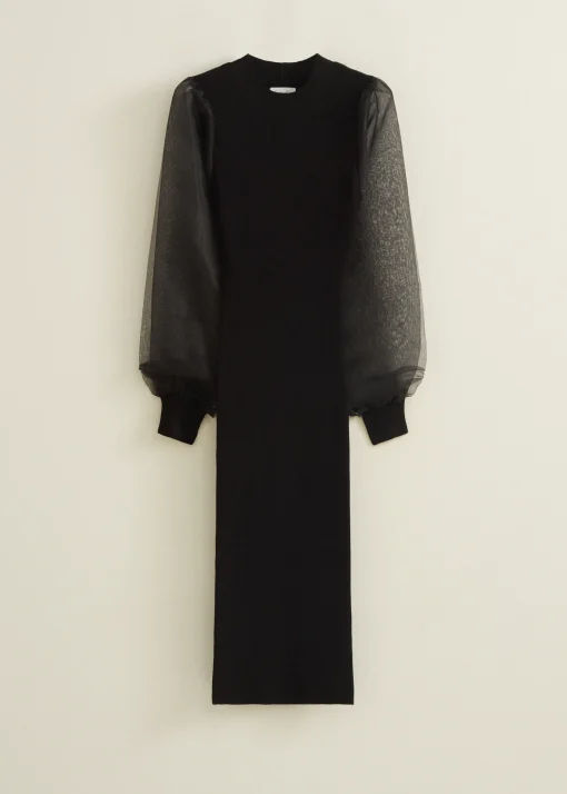 Bodycon jurk met sheer mouwen