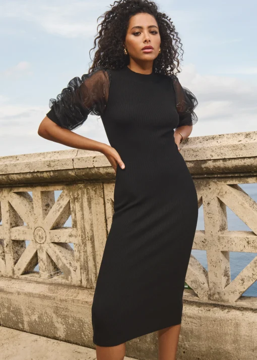 Bodycon jurk met sheer mouwen