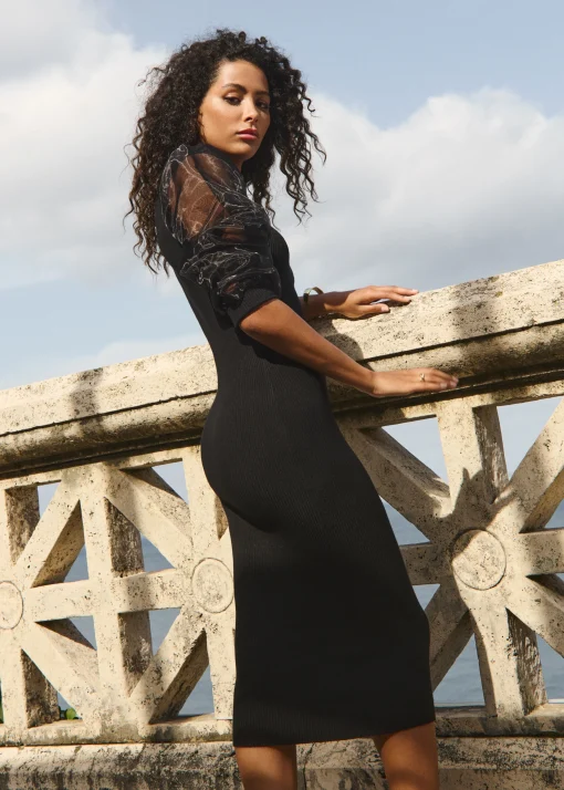 Bodycon jurk met sheer mouwen