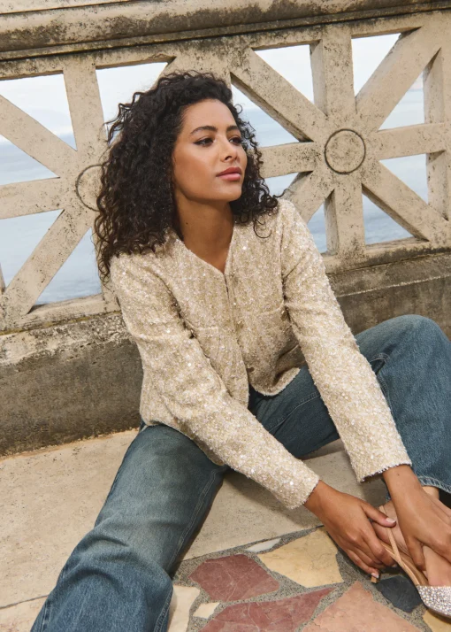 Boucle jasje met pailletten
