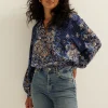 Crochet top met print