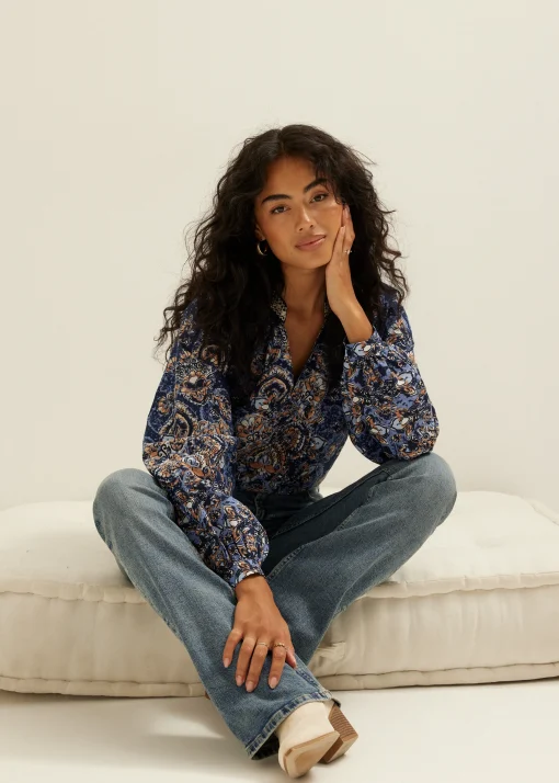 Crochet top met print