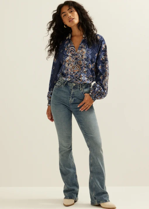 Crochet top met print