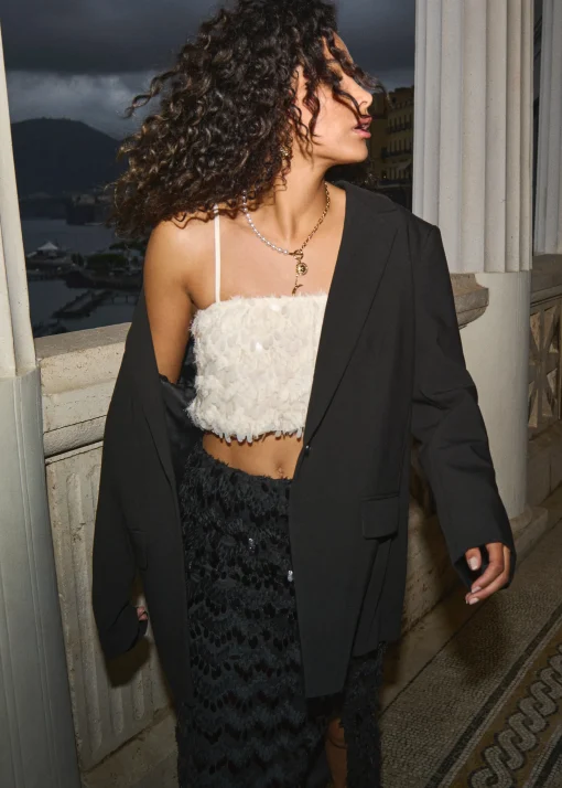 Crop top met pailletten