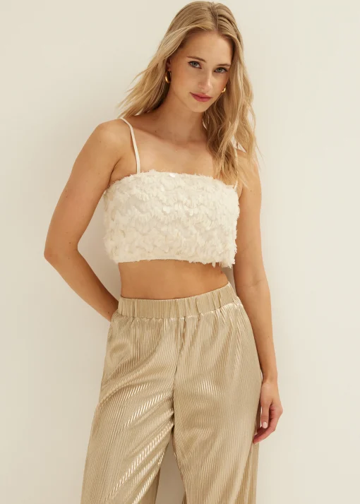 Crop top met pailletten