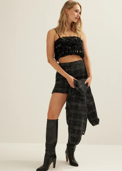 Crop top met pailletten