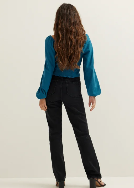 Cropped top met borduurwerk