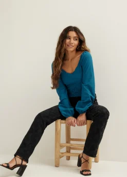 Cropped top met borduurwerk