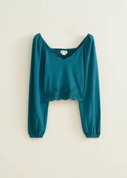 Cropped top met borduurwerk