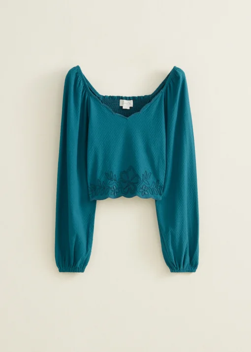 Cropped top met borduurwerk