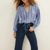Denim blouse jacquard