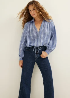 Denim blouse jacquard