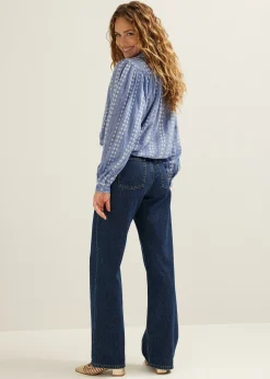 Denim blouse jacquard