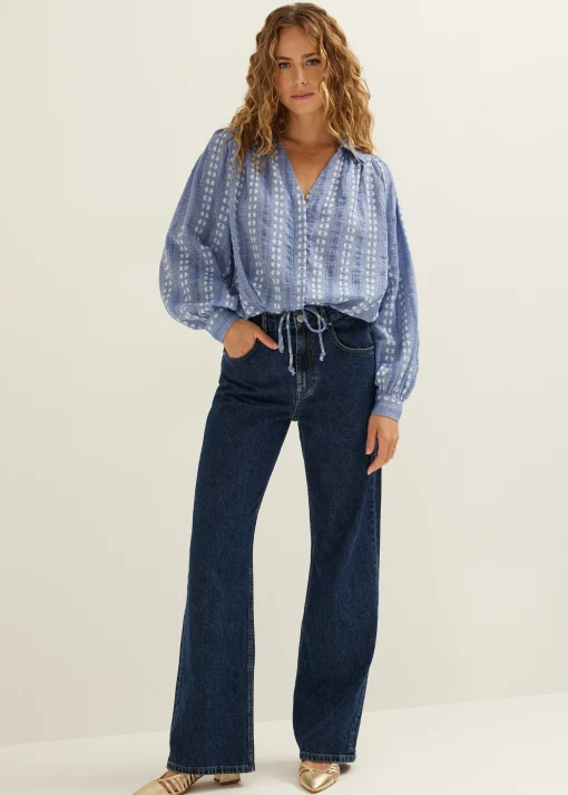 Denim blouse jacquard
