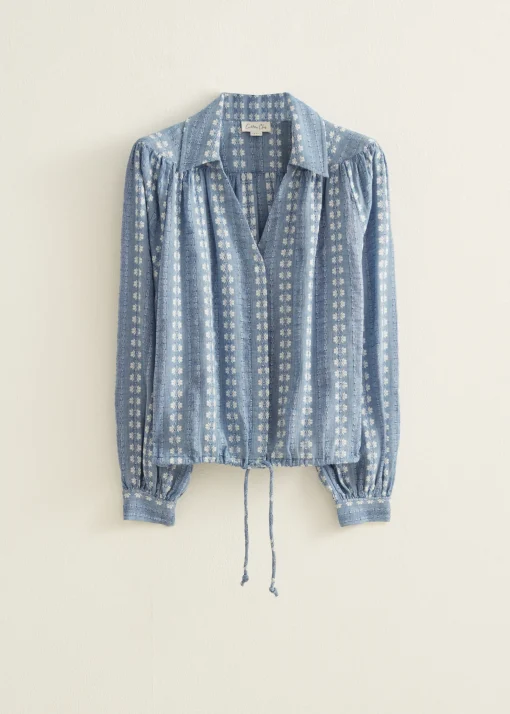 Denim blouse jacquard