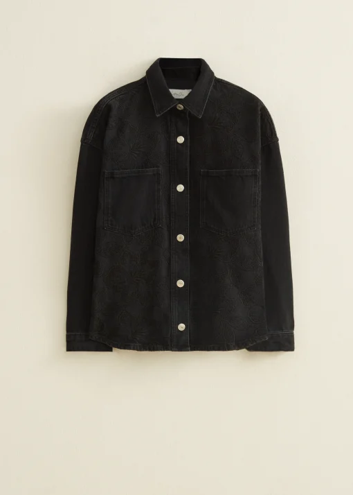Denim blouse met borduurwerk