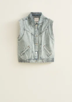 Denim gilet met siernaden