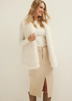 Faux fur gilet lang