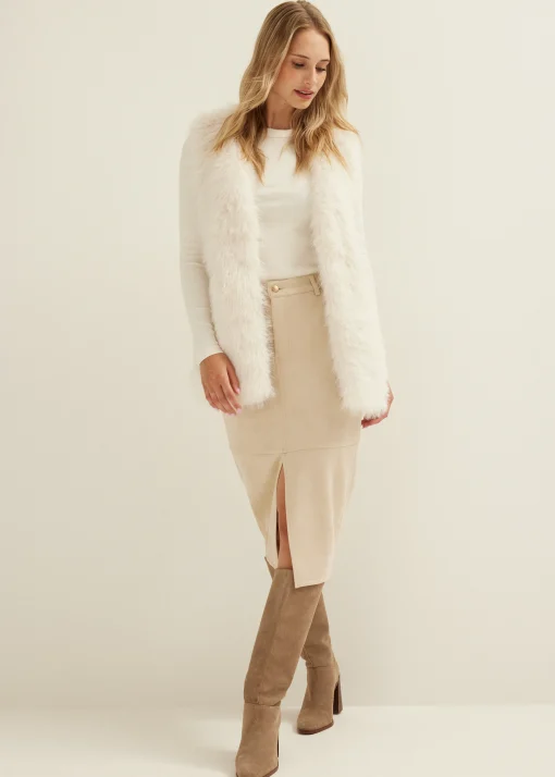 Faux fur gilet lang