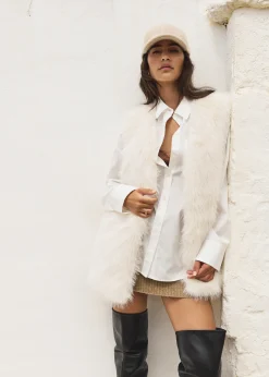 Faux fur gilet lang