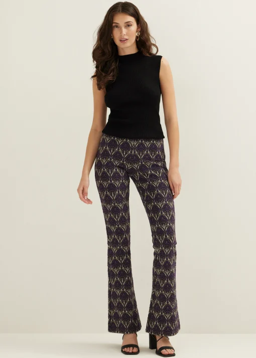Flared broek jacquard patroon