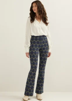 Flared broek jacquard patroon