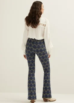Flared broek jacquard patroon
