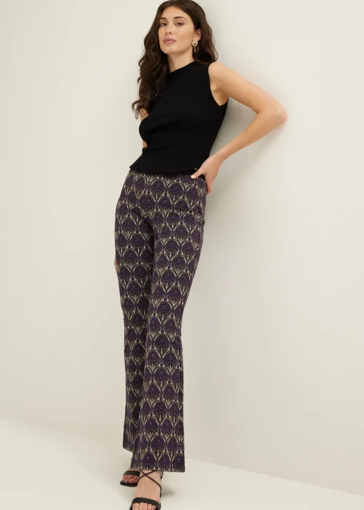 Flared broek jacquard patroon