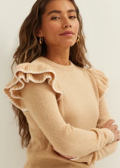 Gebreide trui met ruffles