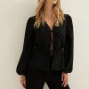 Glitter blouse met striksluiting
