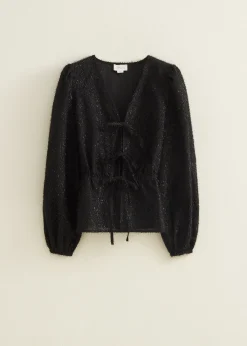 Glitter blouse met striksluiting