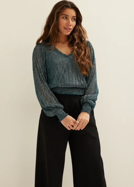 Glitter top met v-hals