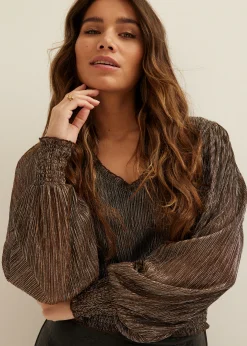 Glitter top met v-hals