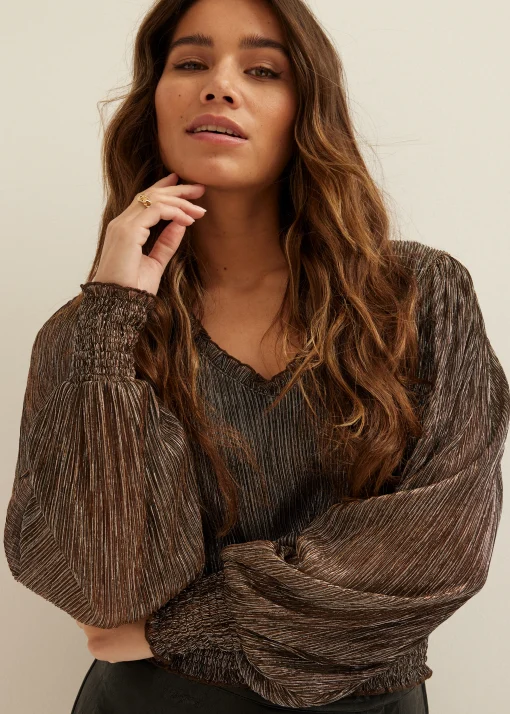 Glitter top met v-hals