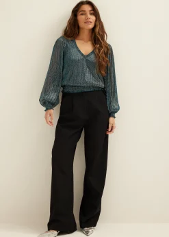 Glitter top met v-hals