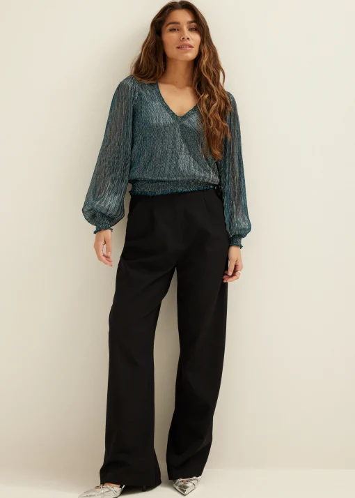 Glitter top met v-hals