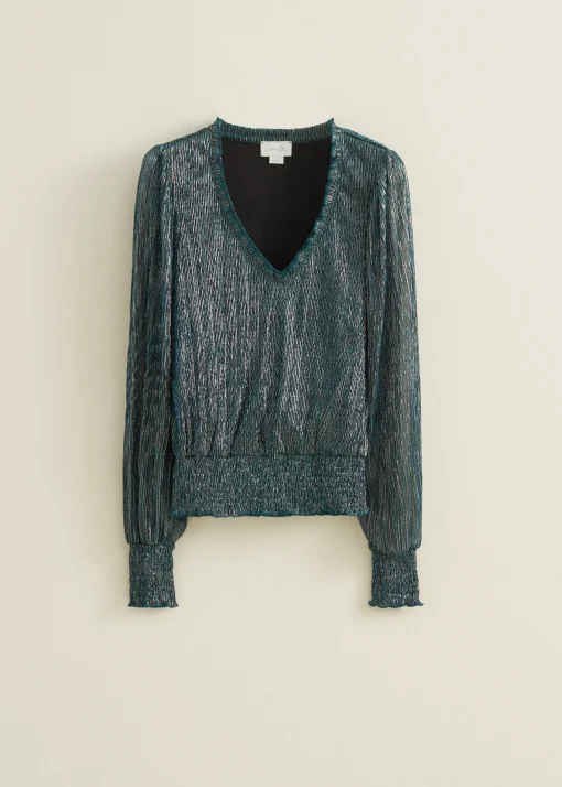 Glitter top met v-hals