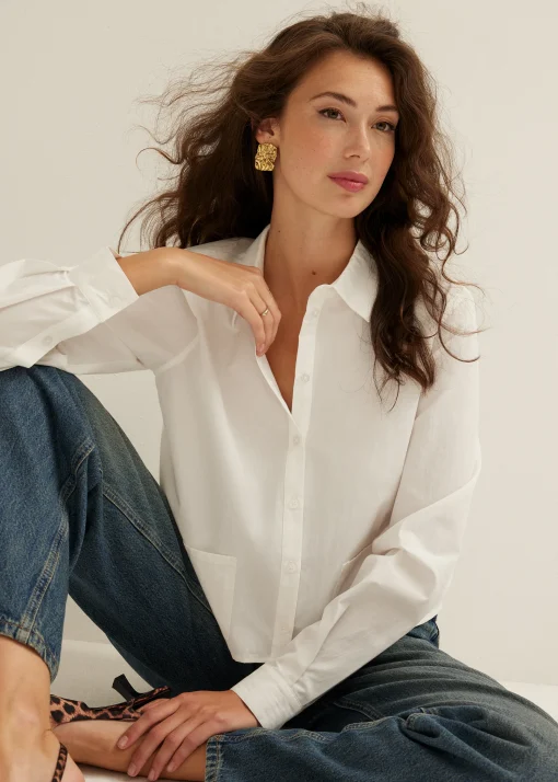Korte blouse poplin